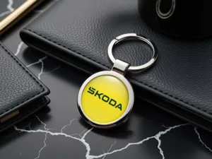 Skoda Schlüsselanhänger Damen Minimal Edelstahl Look